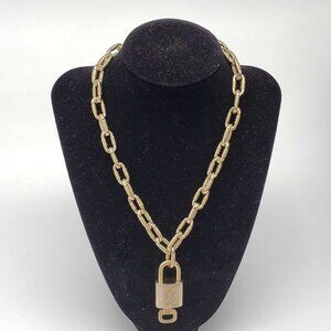 100% Auth Louis Vuitton Lock & Key with Unbranded Gold Plated Chain Necklace